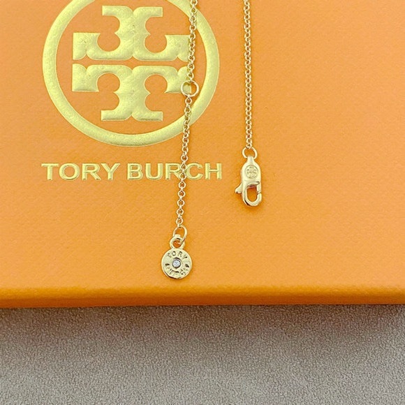 Tory Burch Gold Necklace with Blue Hexagon Pendant - Picture 5 of 6